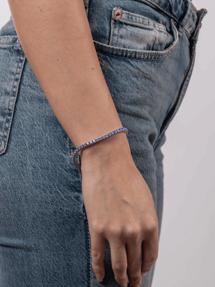Blaues Tennisarmband Silber 3 mm