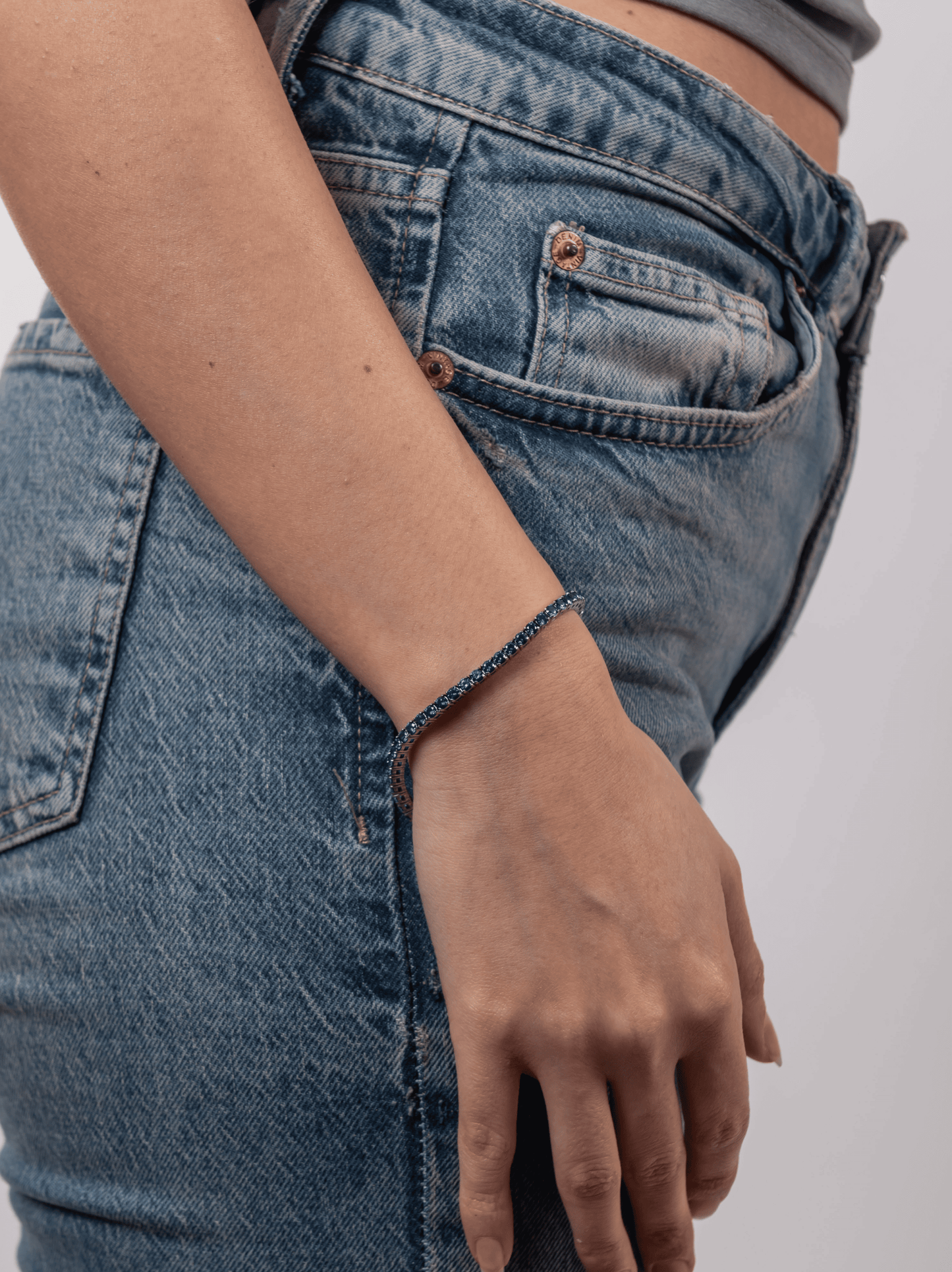 3mm silberblaues Tennisarmband