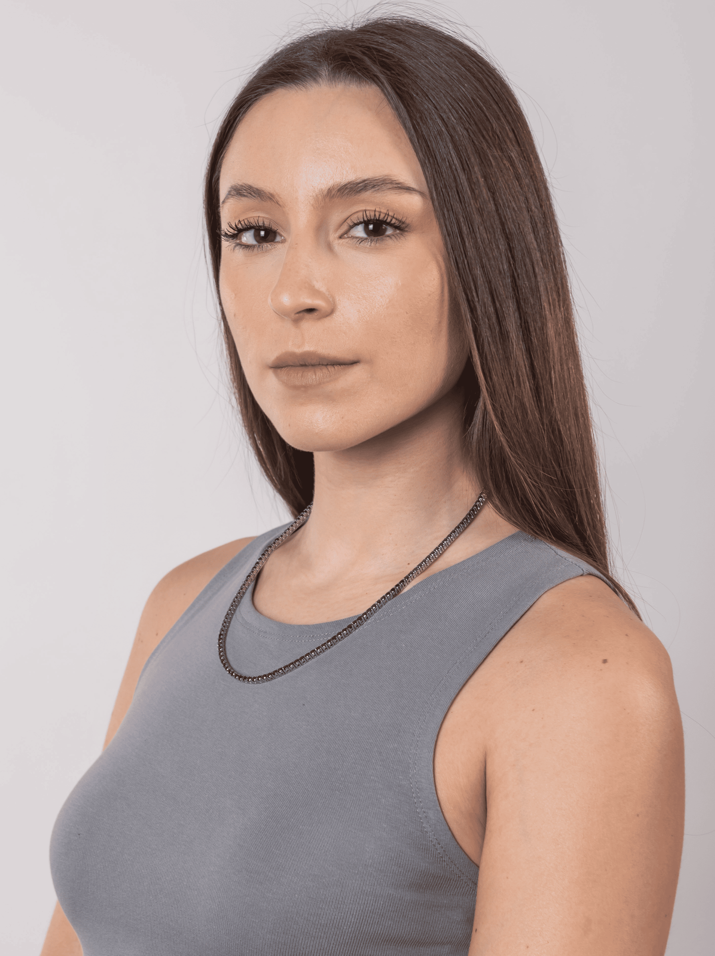 Collana tennis nero silver 3 mm