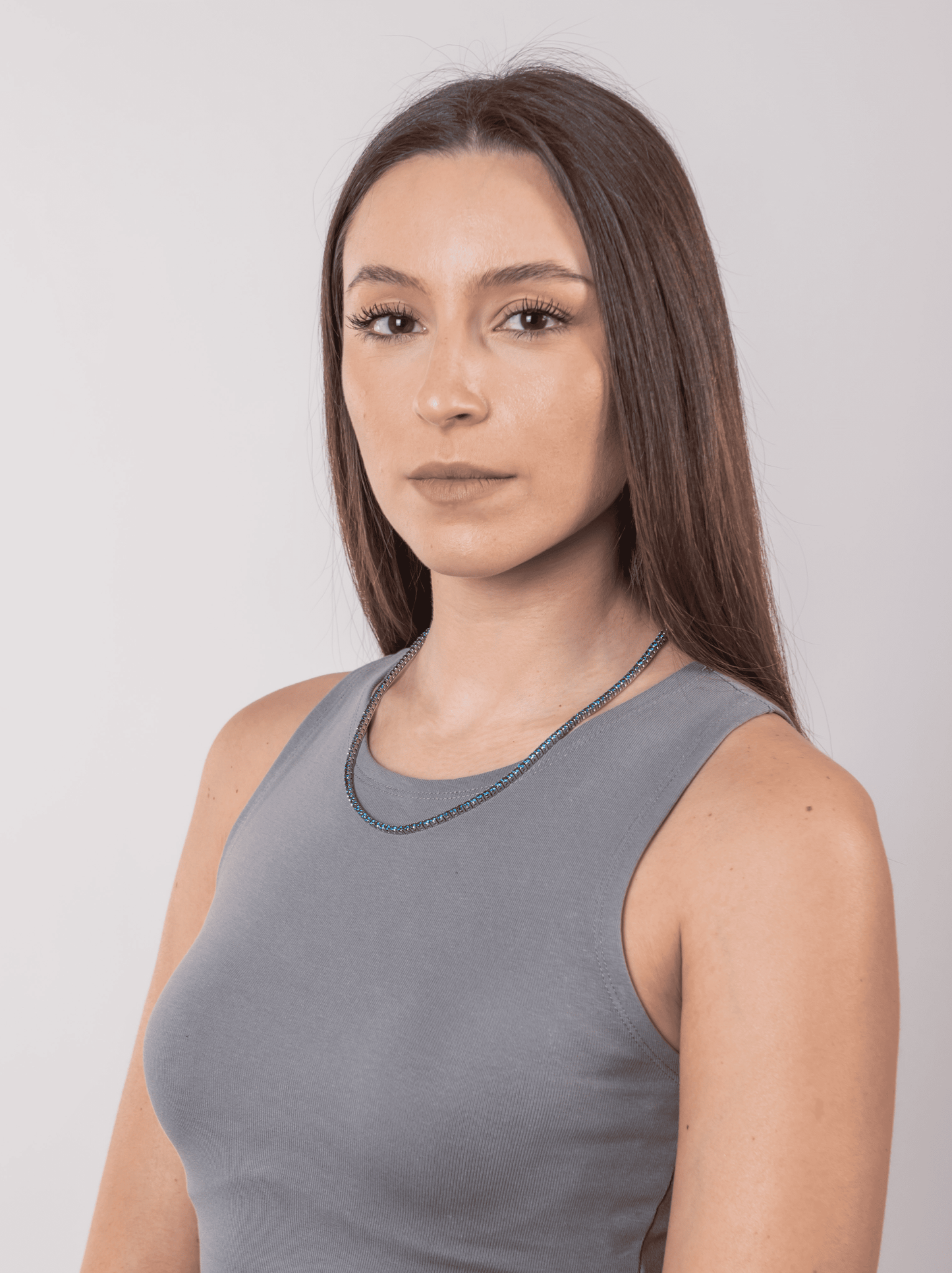 Collana tennis blu silver 3 mm