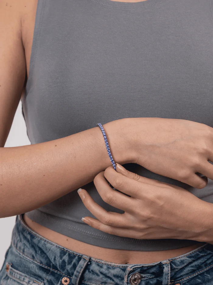 Blaues Tennisarmband Silber 3 mm