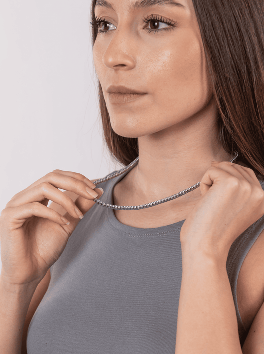 Collana tennis bianco silver 3 mm