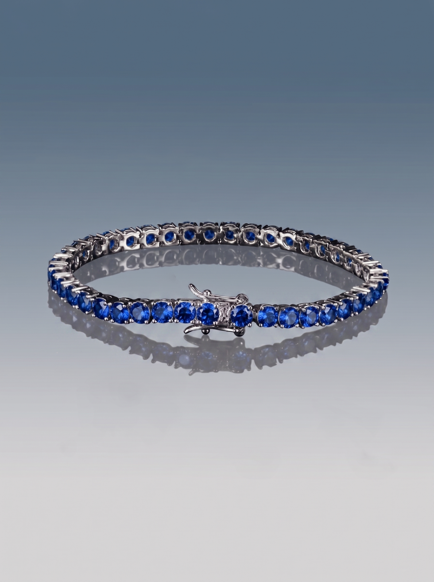 Bracciale tennis argento e blu 5 mm