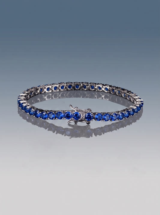 Bracciale tennis argento e blu 5 mm