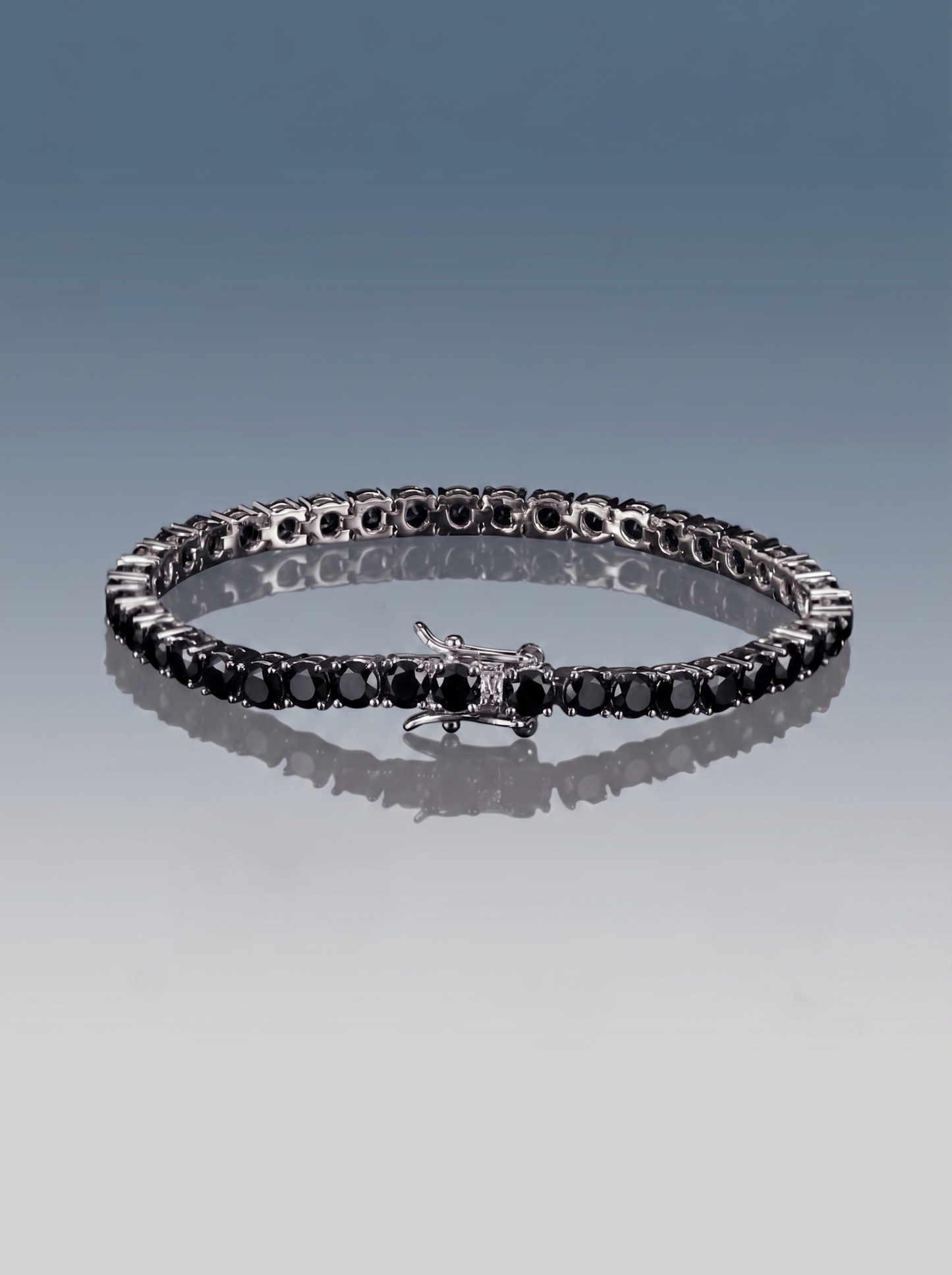 Bracciale tennis argento e nero 5 mm