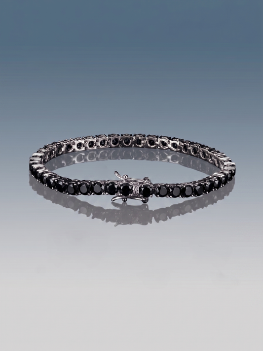 Bracciale tennis argento e nero 5 mm