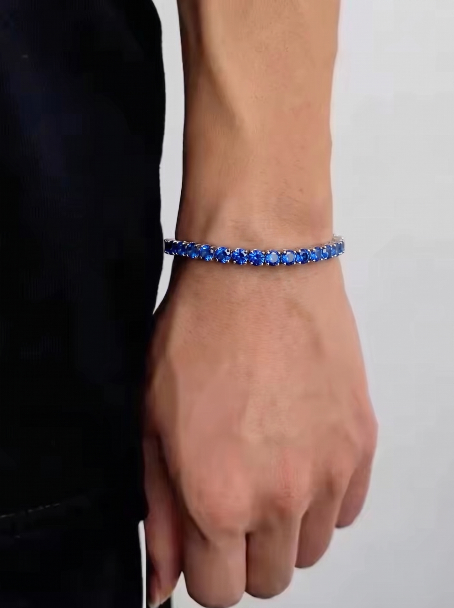 Bracciale tennis argento e blu 5 mm