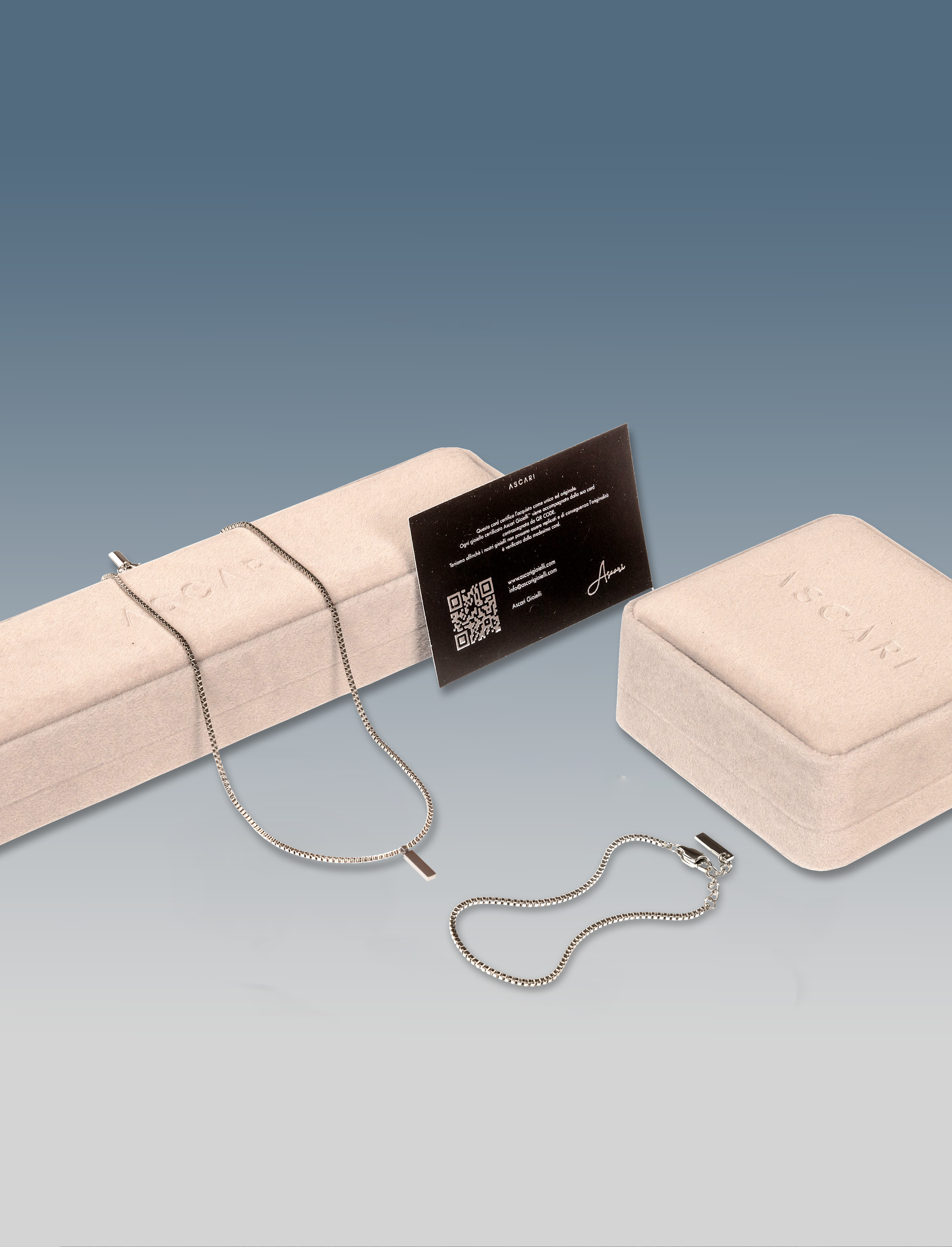 Set minimal pendente box argento