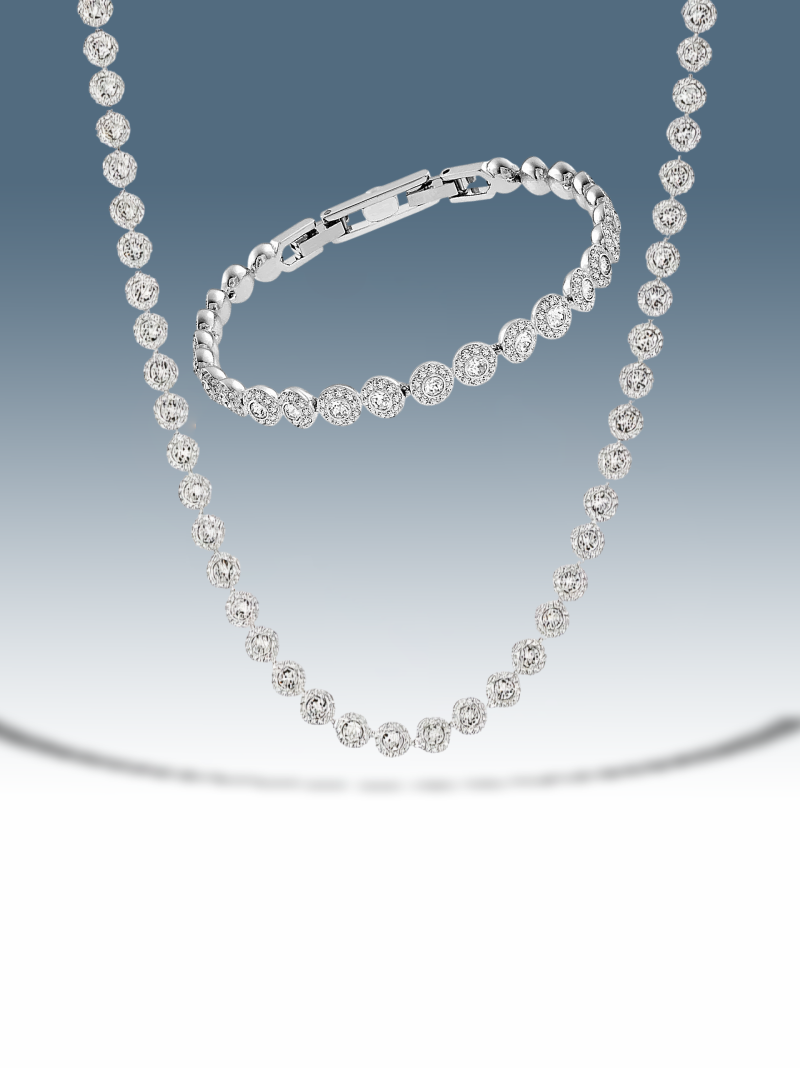 Set tennis argento pietra tonda