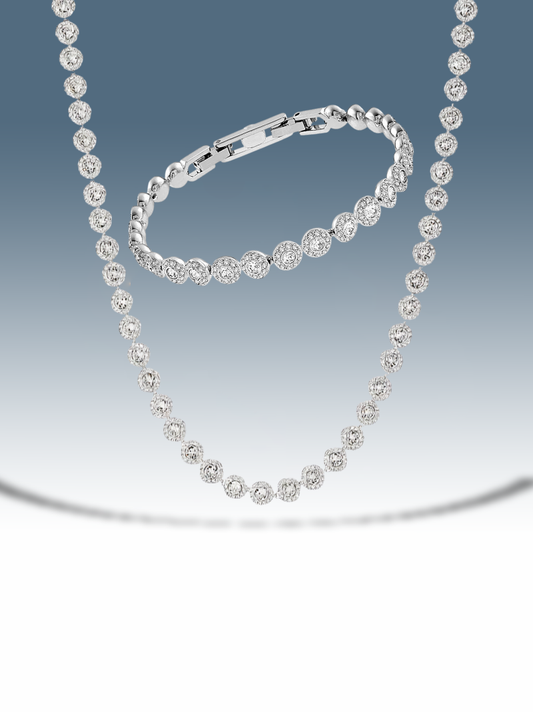 Set tennis argento pietra tonda