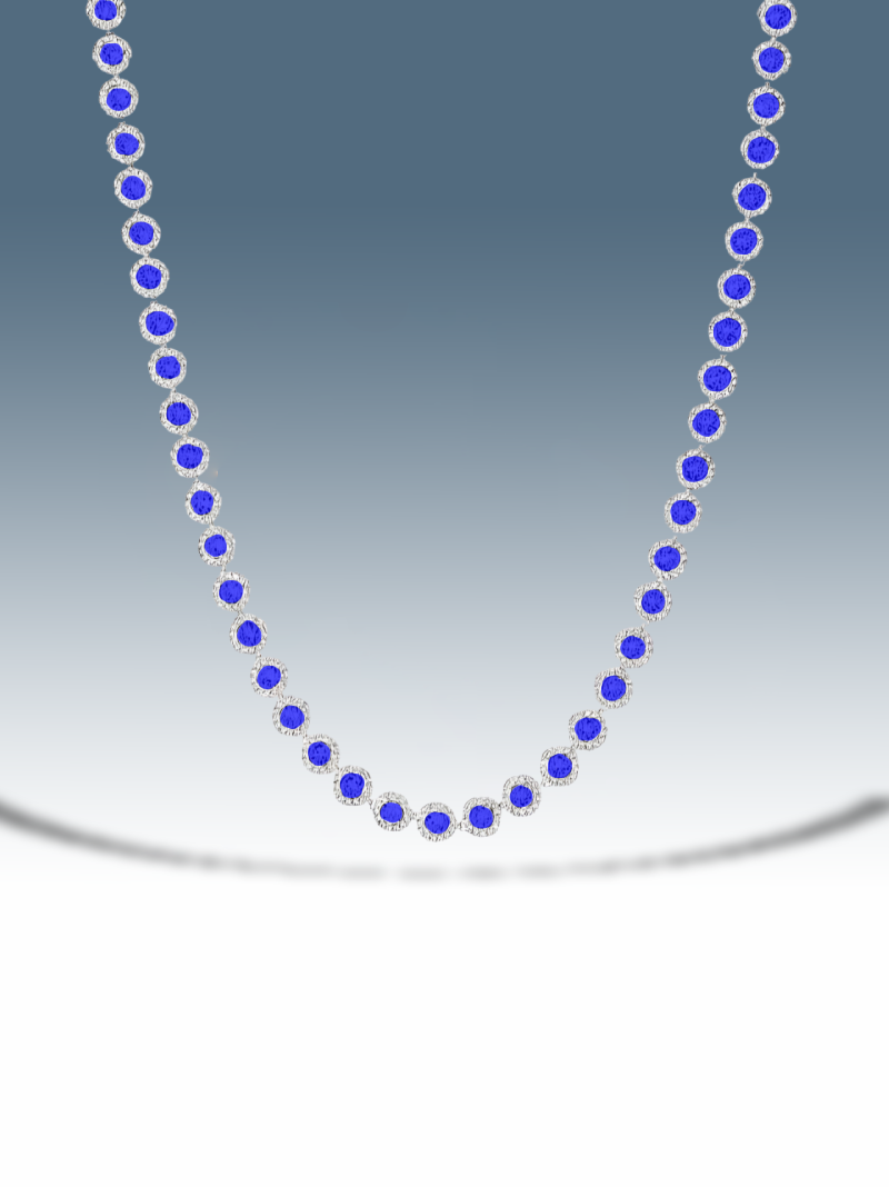 Collana tennis argento pietra tonda blu