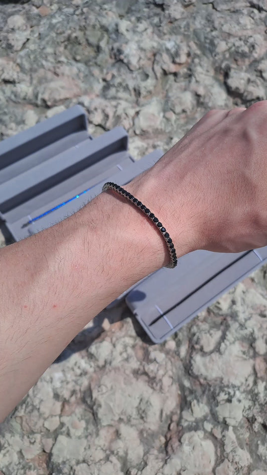 Bracciale tennis nero silver 3 mm