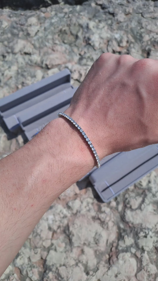 Bracciale tennis bianco silver 3 mm