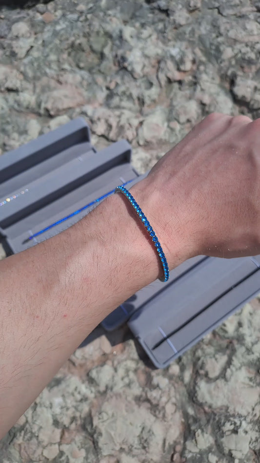Bracciale tennis azzurro silver 3 mm