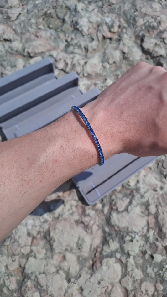 Bracciale tennis blu silver 3 mm